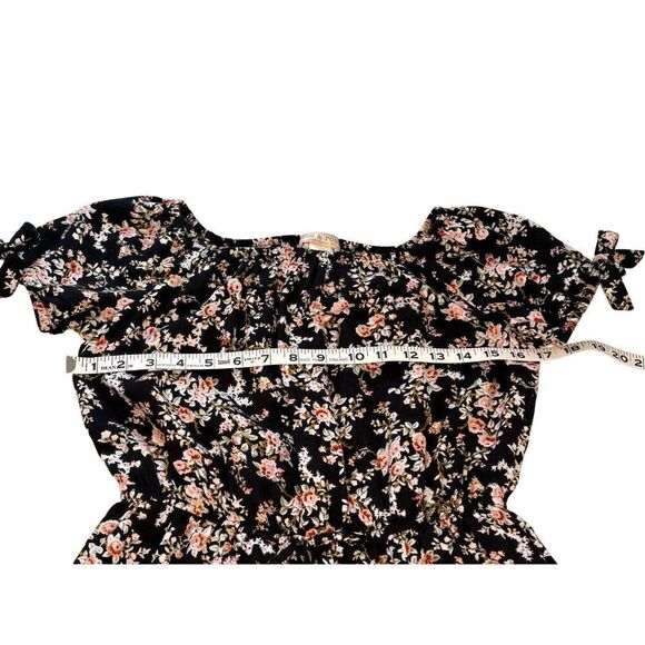 Zoe & Rose by Band of Gypsies girl’s black floral romper - L - Picture 5 of 8